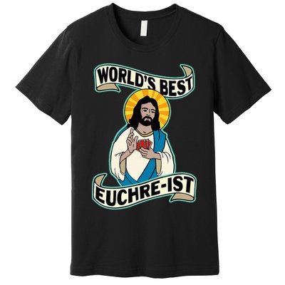 Euchre WorldS Best Euchre Ist Jesus Pun Premium T-Shirt
