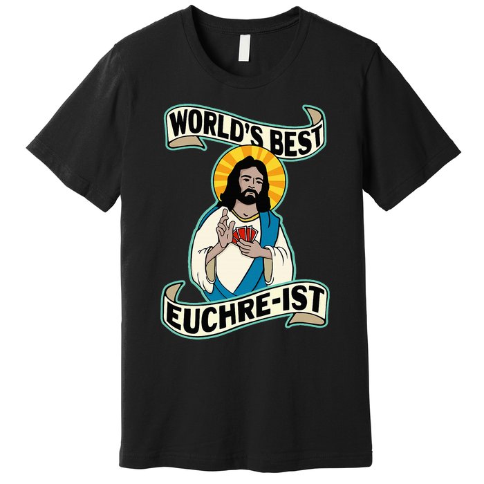 Euchre WorldS Best Euchre Ist Jesus Pun Premium T-Shirt