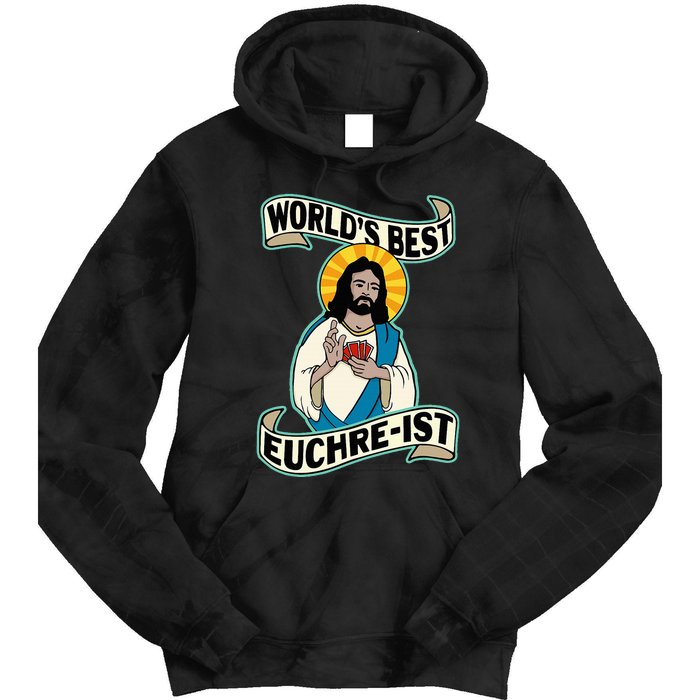 Euchre WorldS Best Euchre Ist Jesus Pun Tie Dye Hoodie