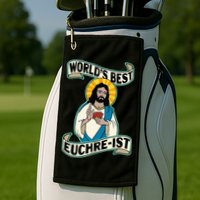 Euchre WorldS Best Euchre Ist Jesus Pun Golf Towel