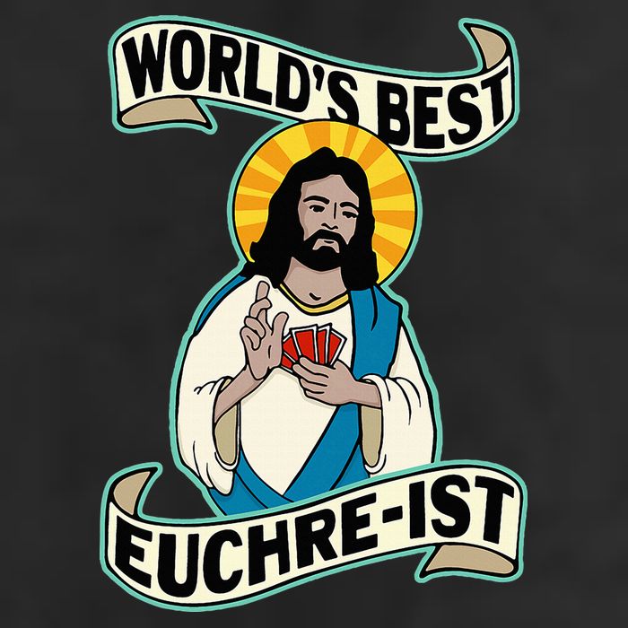 Euchre WorldS Best Euchre Ist Jesus Pun Golf Towel