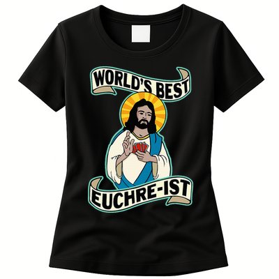Euchre WorldS Best Euchre Ist Jesus Pun Womens T-Shirt