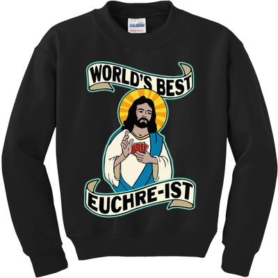 Euchre WorldS Best Euchre Ist Jesus Pun Kids Sweatshirt