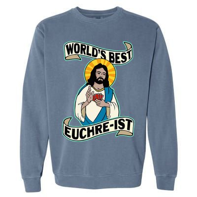 Euchre WorldS Best Euchre Ist Jesus Pun Garment-Dyed Sweatshirt