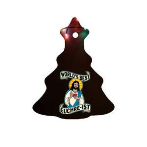 Euchre WorldS Best Euchre Ist Jesus Pun Ceramic Tree Ornament