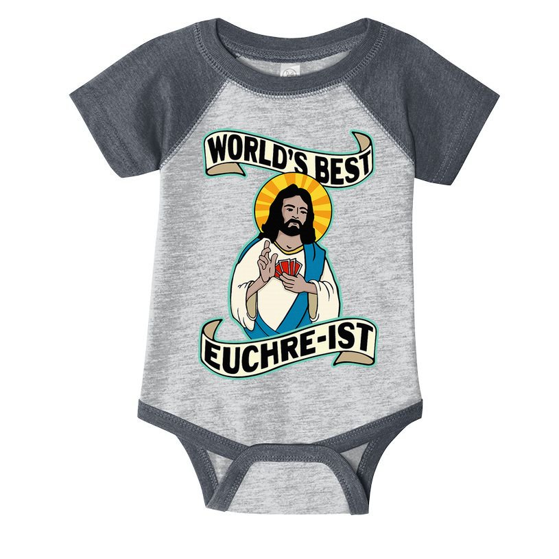 Euchre WorldS Best Euchre Ist Jesus Pun Infant Baby Jersey Bodysuit