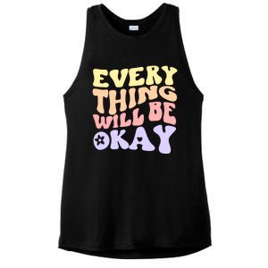 Everything Will Be Okay Positive Quote Groovy Print Gift Ladies PosiCharge Tri-Blend Wicking Tank