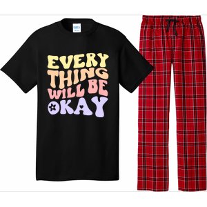 Everything Will Be Okay Positive Quote Groovy Print Gift Pajama Set