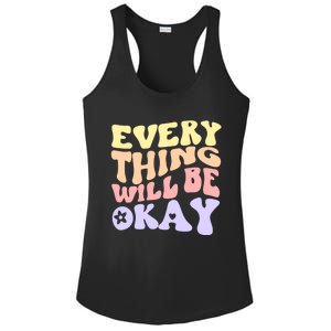 Everything Will Be Okay Positive Quote Groovy Print Gift Ladies PosiCharge Competitor Racerback Tank