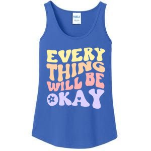 Everything Will Be Okay Positive Quote Groovy Print Gift Ladies Essential Tank