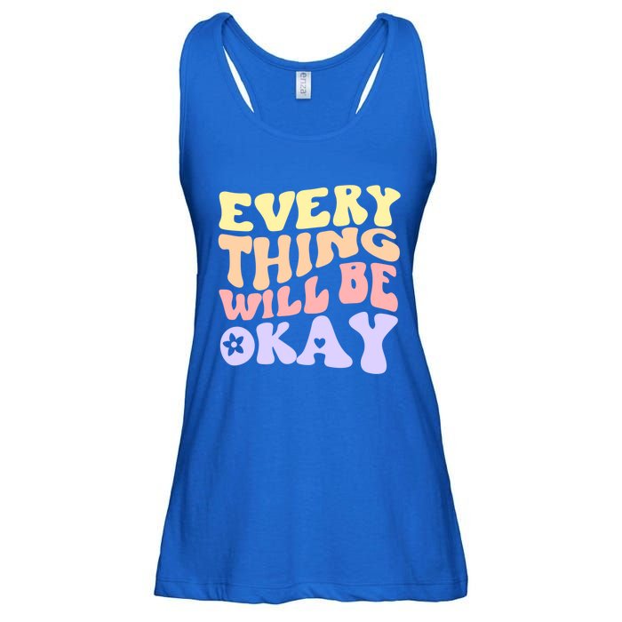 Everything Will Be Okay Positive Quote Groovy Print Gift Ladies Essential Flowy Tank