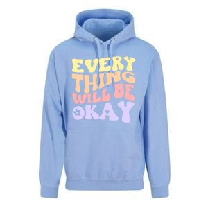 Everything Will Be Okay Positive Quote Groovy Print Gift Unisex Surf Hoodie