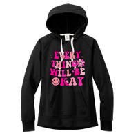 Everything Will Be Okay Breast Cancer Awareness Pink Retro Women's Fleece Hoodie