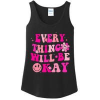 Everything Will Be Okay Breast Cancer Awareness Pink Retro Ladies Essential Tank