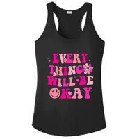 Everything Will Be Okay Breast Cancer Awareness Pink Retro Ladies PosiCharge Competitor Racerback Tank