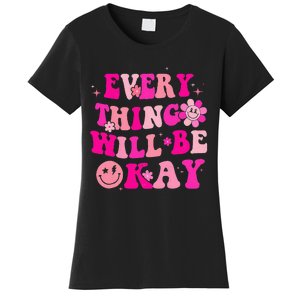 Everything Will Be Okay Breast Cancer Awareness Pink Retro Women's T-Shirt