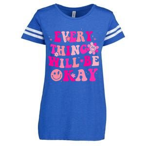 Everything Will Be Okay Breast Cancer Awareness Pink Retro Enza Ladies Jersey Football T-Shirt