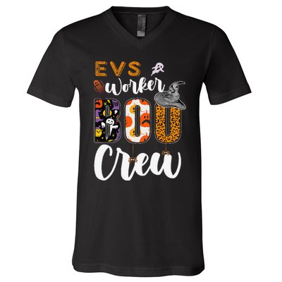 Evs Worker Boo Crew Halloween Environmental Services Match Gift V-Neck T-Shirt