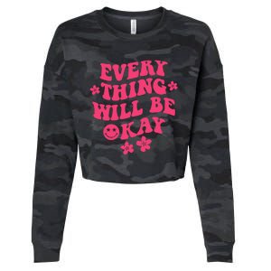 Everything Will Be Okay Positive Quote With Words On Back Cropped Pullover Crew