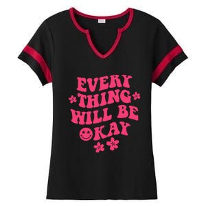 Everything Will Be Okay Positive Quote With Words On Back Ladies Halftime Notch Neck Tee