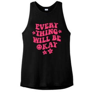 Everything Will Be Okay Positive Quote With Words On Back Ladies PosiCharge Tri-Blend Wicking Tank