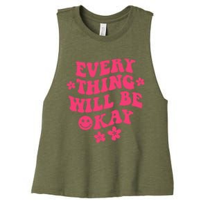 Everything Will Be Okay Positive Quote With Words On Back Women's Racerback Cropped Tank