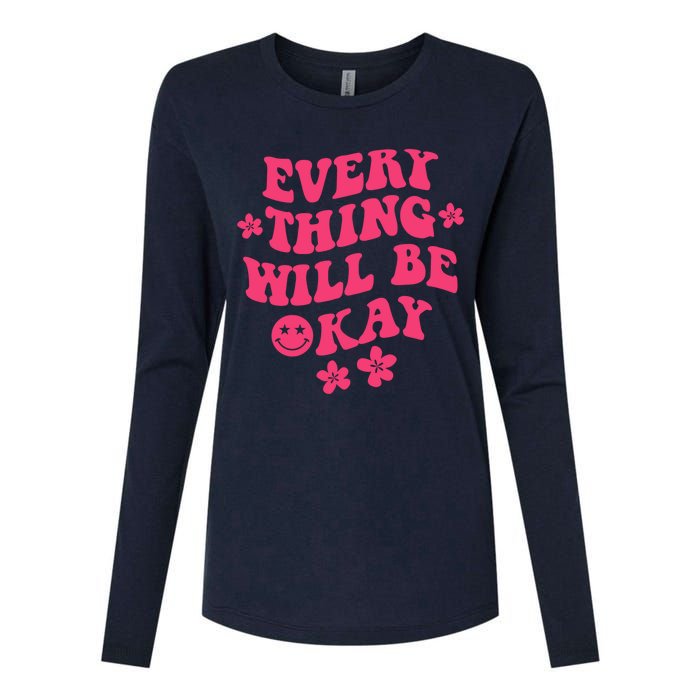 Everything Will Be Okay Positive Quote With Words On Back Womens Cotton Relaxed Long Sleeve T-Shirt