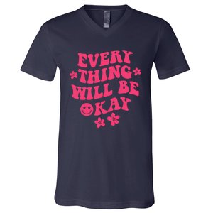 Everything Will Be Okay Positive Quote With Words On Back V-Neck T-Shirt