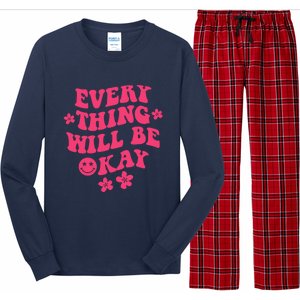 Everything Will Be Okay Positive Quote With Words On Back Long Sleeve Pajama Set