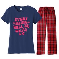 Everything Will Be Okay Positive Quote With Words On Back Women's Flannel Pajama Set