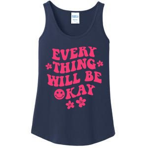 Everything Will Be Okay Positive Quote With Words On Back Ladies Essential Tank