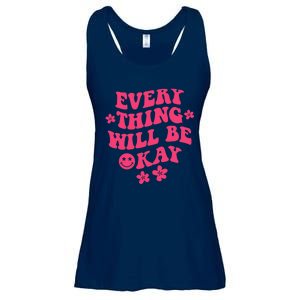 Everything Will Be Okay Positive Quote With Words On Back Ladies Essential Flowy Tank