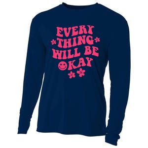 Everything Will Be Okay Positive Quote With Words On Back Cooling Performance Long Sleeve Crew