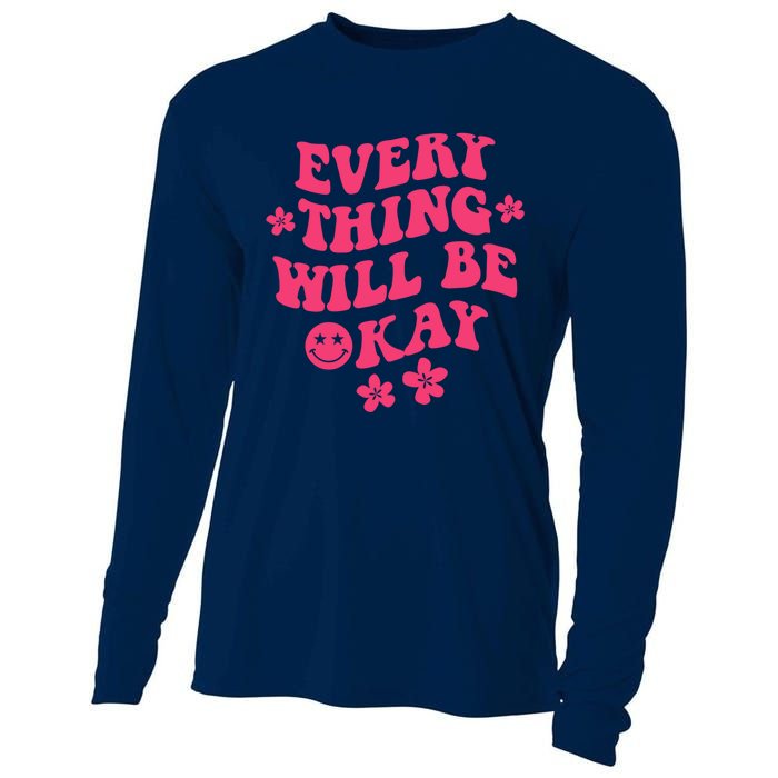 Everything Will Be Okay Positive Quote With Words On Back Cooling Performance Long Sleeve Crew