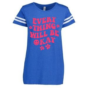 Everything Will Be Okay Positive Quote With Words On Back Enza Ladies Jersey Football T-Shirt