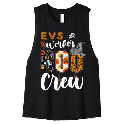 Evs Worker Boo Crew Halloween Environmental Services Match Women's Racerback Cropped Tank