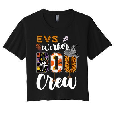 Evs Worker Boo Crew Halloween Environmental Services Match Women's Crop Top Tee