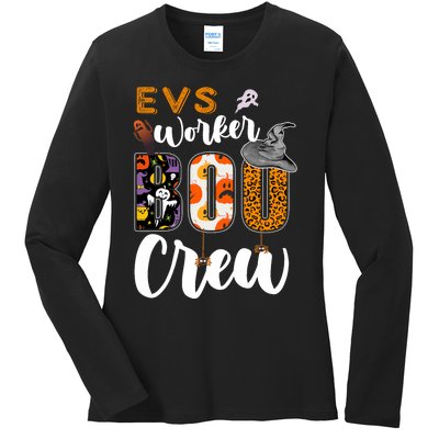 Evs Worker Boo Crew Halloween Environmental Services Match Ladies Long Sleeve Shirt