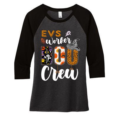 Evs Worker Boo Crew Halloween Environmental Services Match Women's Tri-Blend 3/4-Sleeve Raglan Shirt