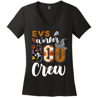 Evs Worker Boo Crew Halloween Environmental Services Match Women's V-Neck T-Shirt