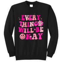 Everything Will Be Okay Breast Cancer Awareness  Pink Retro Tall Sweatshirt