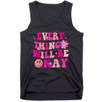 Everything Will Be Okay Breast Cancer Awareness  Pink Retro Tank Top