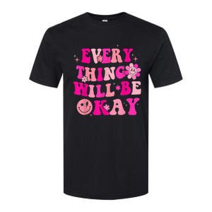 Everything Will Be Okay Breast Cancer Awareness  Pink Retro Softstyle CVC T-Shirt