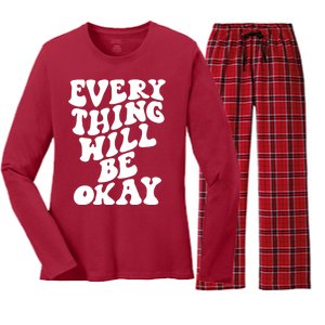 Everything Will Be Okay Women's Long Sleeve Flannel Pajama Set 