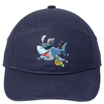 Easter With Cool Shark And Egg Basket 7-Panel Snapback Hat