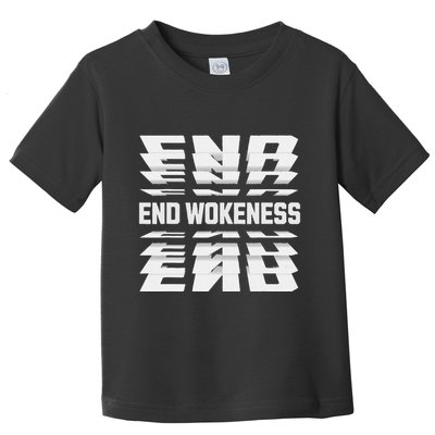End Wokeness Conservative Political Humor Trump 2024 Funny Toddler T-Shirt