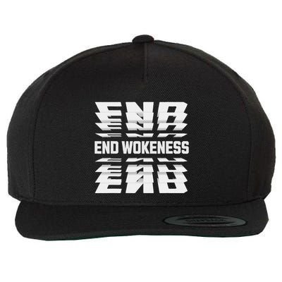End Wokeness Conservative Political Humor Trump 2024 Funny Wool Snapback Cap