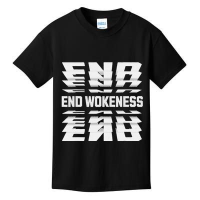 End Wokeness Conservative Political Humor Trump 2024 Funny Kids T-Shirt