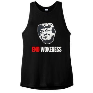 End Wokeness Conservative Political Humor Trump 2024 Funny Ladies PosiCharge Tri-Blend Wicking Tank