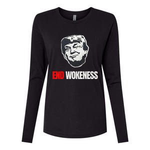 End Wokeness Conservative Political Humor Trump 2024 Funny Womens Cotton Relaxed Long Sleeve T-Shirt